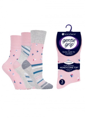 Gentle Grip 3 pack Mixed Dots and Stripes Socks